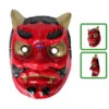 Masque Papier Mâché Oni Rouge -Style Japonais Boutique JapaneseWashiMaskOniRedYattaJapan
