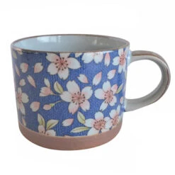 Mug En Porcelaine - Sakura -Style Japonais Boutique MugMinoWareKakuniSakuraBleuYattaJapan