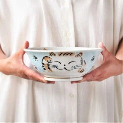 Bol à Ramen - Neko Bleu -Style Japonais Boutique RamenBowlNekoCatBlueJapaneseTablewareYattaJapan1